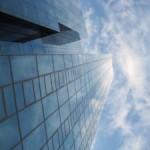 Glass skyscraper building
