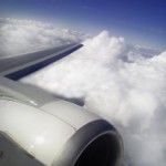 Aircraft wing with jet engine